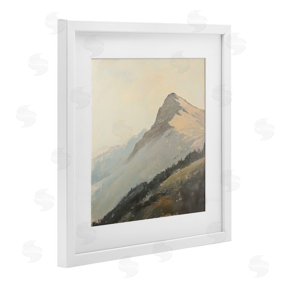 Petal Prints Design Mountain Vista Cliff Landscape White Framed Print Under Glass with Mat Wall Art