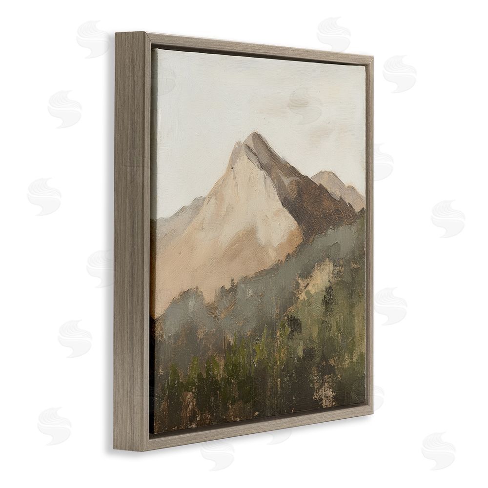 Petal Prints Design Sierra Mountain Landscape Brown Floating Frame Canvas Wall Art Print