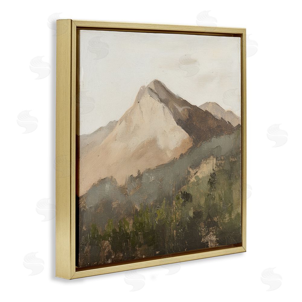 Petal Prints Design Sierra Mountain Landscape Gold Floating Frame Canvas Wall Art Print