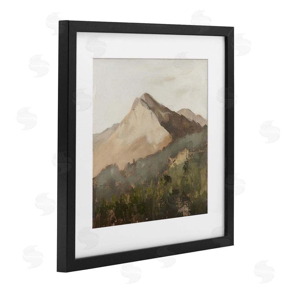Petal Prints Design Sierra Mountain Landscape Black Framed Print Under Glass with White Mat Wall Art
