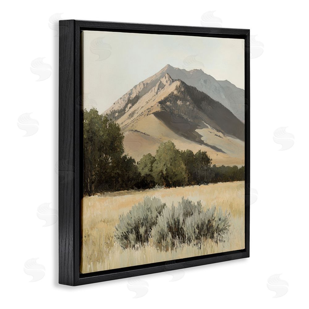 Petal Prints Design Mountain Ridgeline Landscape Black Floating Frame Canvas Wall Art Print