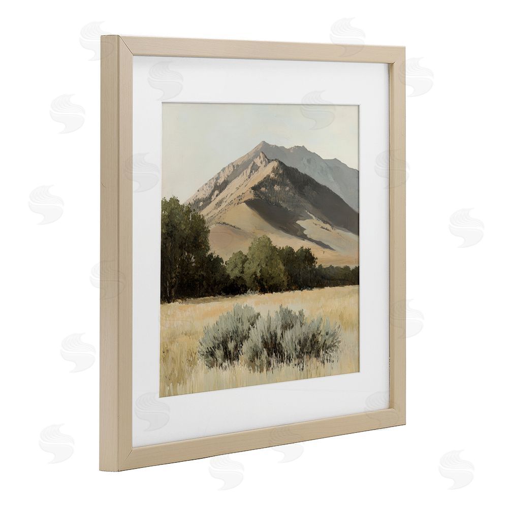 Petal Prints Design Mountain Ridgeline Landscape Birch Framed Print Under Glass with White Mat Wall Art