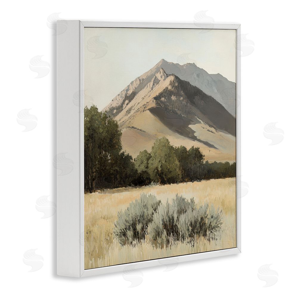 Petal Prints Design Mountain Ridgeline Landscape White Framed Giclee Wall Art Print