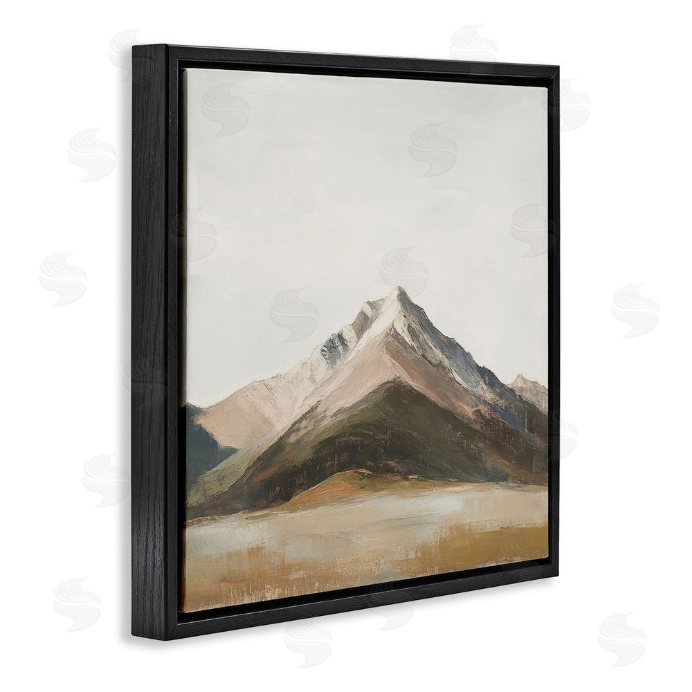 Petal Prints Design Solemn Mountain Landscape Black Floating Frame Canvas Wall Art Print