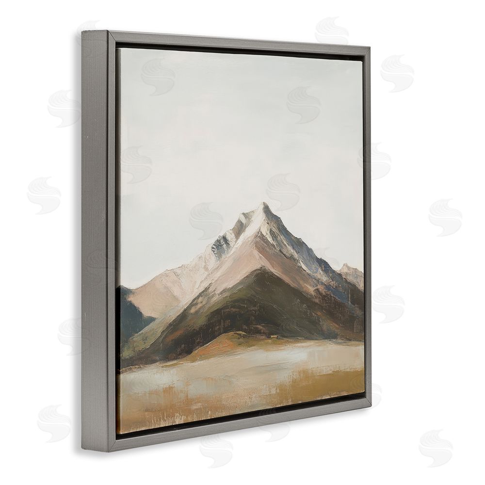 Petal Prints Design Solemn Mountain Landscape Gray Floating Frame Canvas Wall Art Print