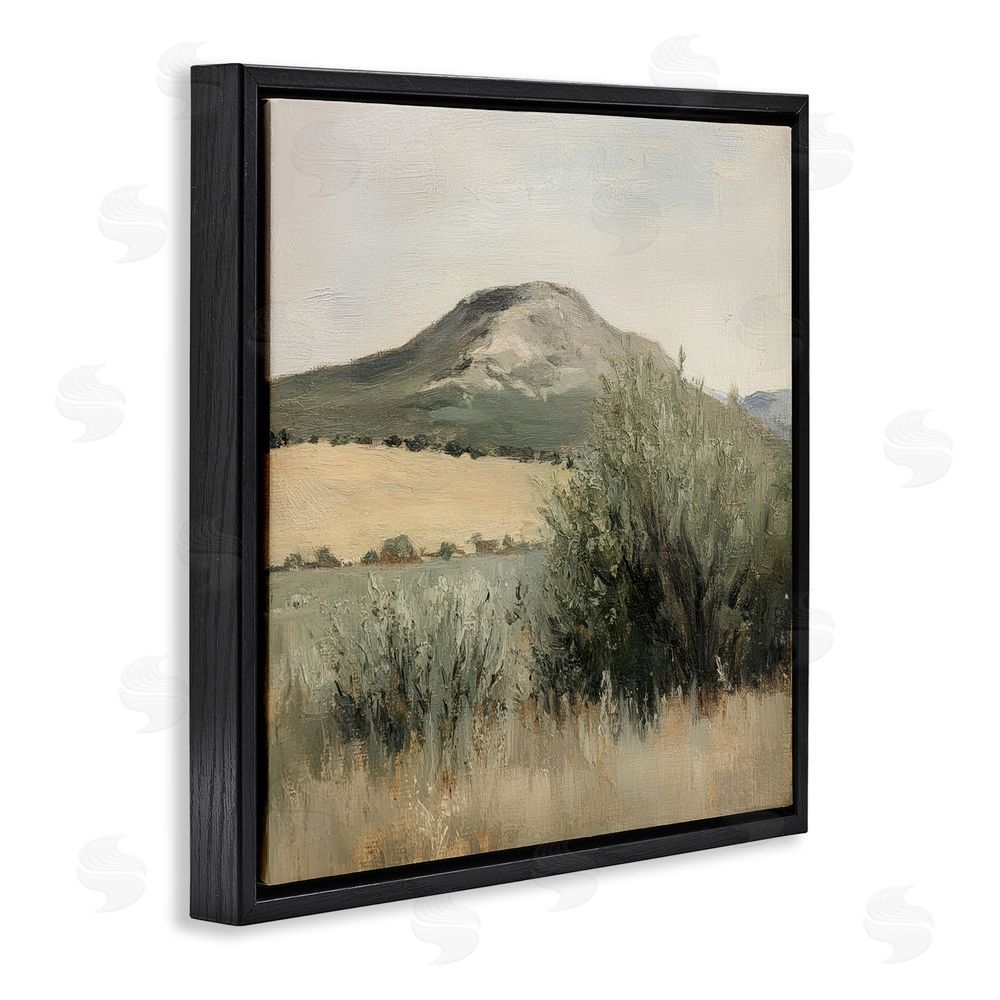 Petal Prints Design Spring Mountain Meadow Landscape Black Floating Frame Canvas Wall Art Print