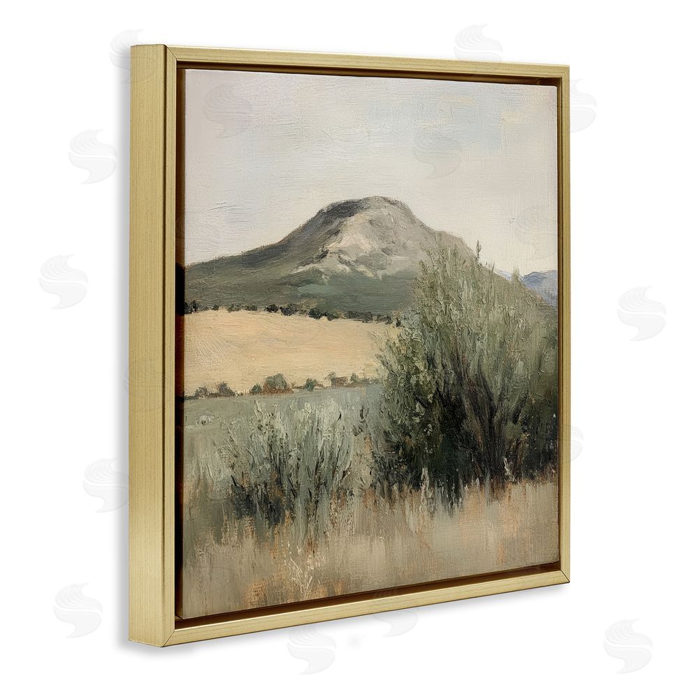 Petal Prints Design Spring Mountain Meadow Landscape Gold Floating Frame Canvas Wall Art Print