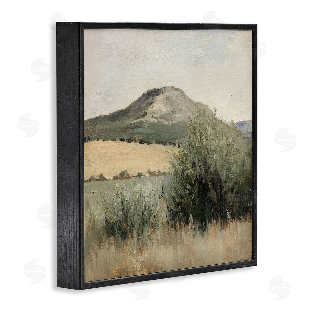 Petal Prints Design Spring Mountain Meadow Landscape Black Framed Giclee Wall Art Print