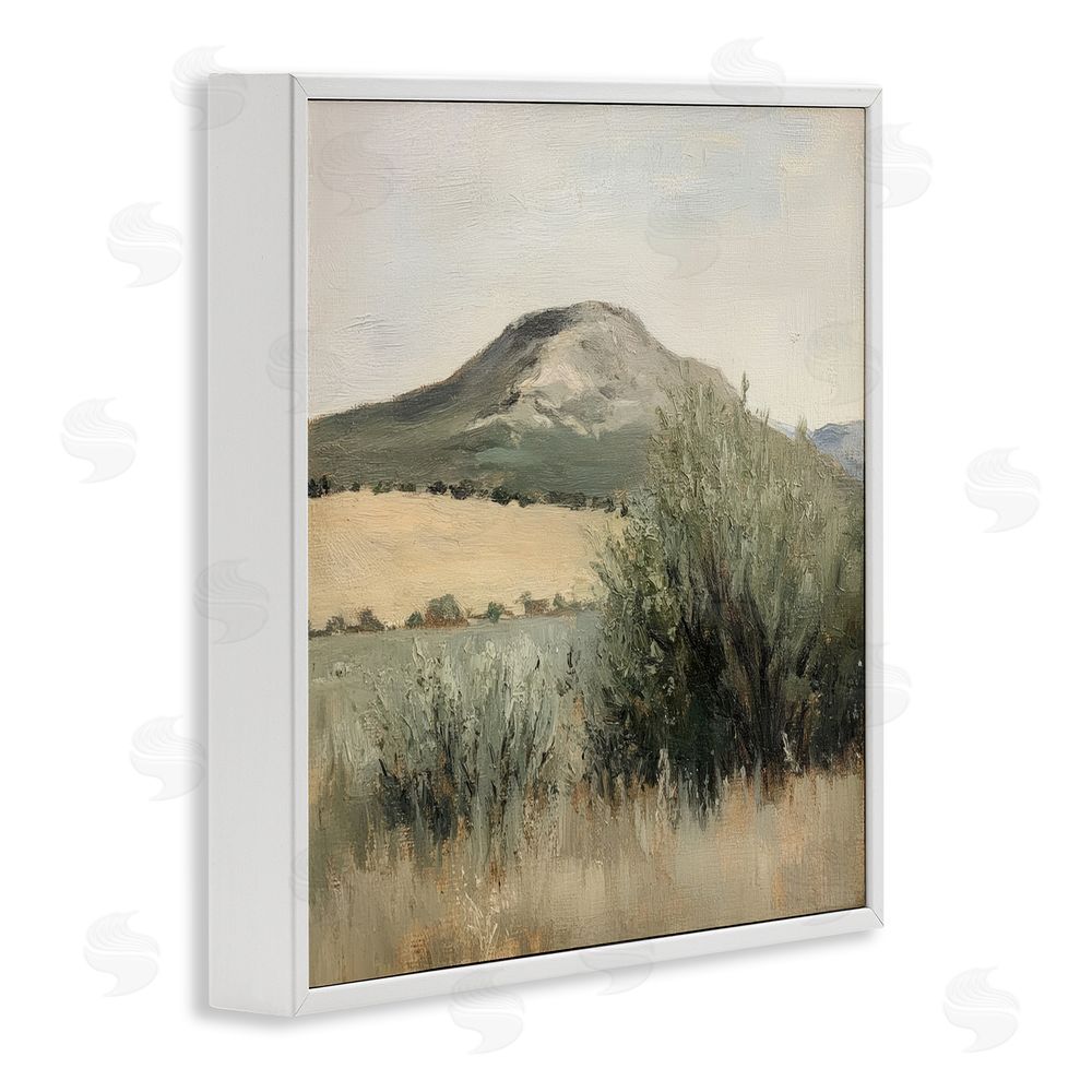 Petal Prints Design Spring Mountain Meadow Landscape White Framed Giclee Wall Art Print