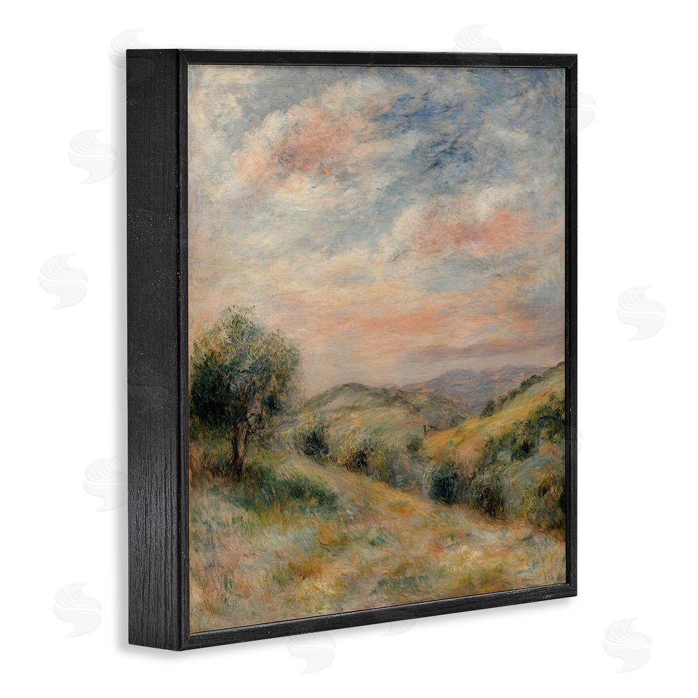 Petal Prints Design Springtime Hills Landscape Black Framed Giclee Wall Art Print