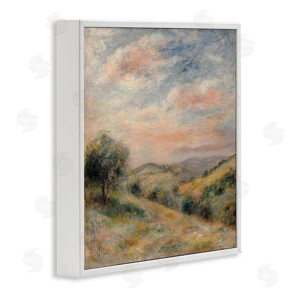 Petal Prints Design Springtime Hills Landscape White Framed Giclee Wall Art Print