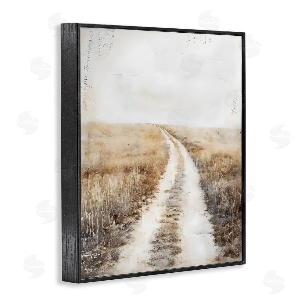Riley B Soft Prairie Dirt Road Black Framed Giclee Wall Art Print
