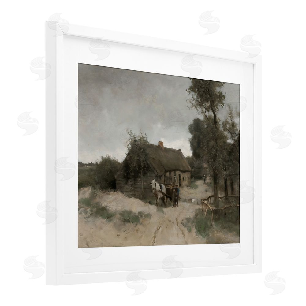 Riley B Vintage Farmhouse Rustic Cottage White Framed Print Under Glass with Mat Wall Art