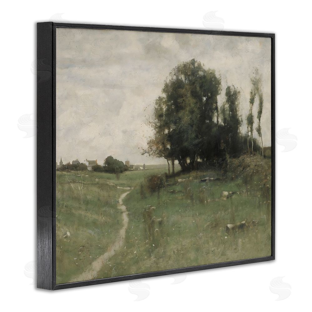 Riley B Vintage Farmhouse Countryside Path Black Framed Giclee Wall Art Print