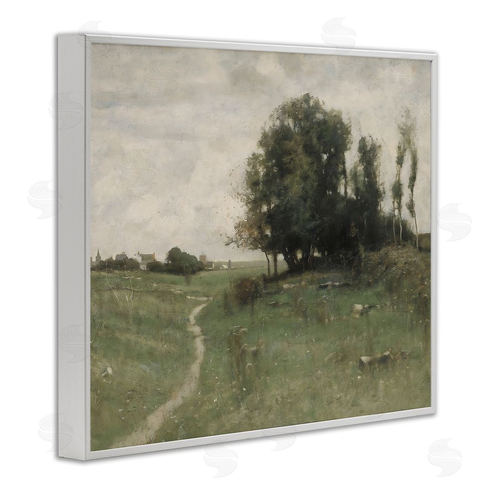 Riley B Vintage Farmhouse Countryside Path White Framed Giclee Wall Art Print