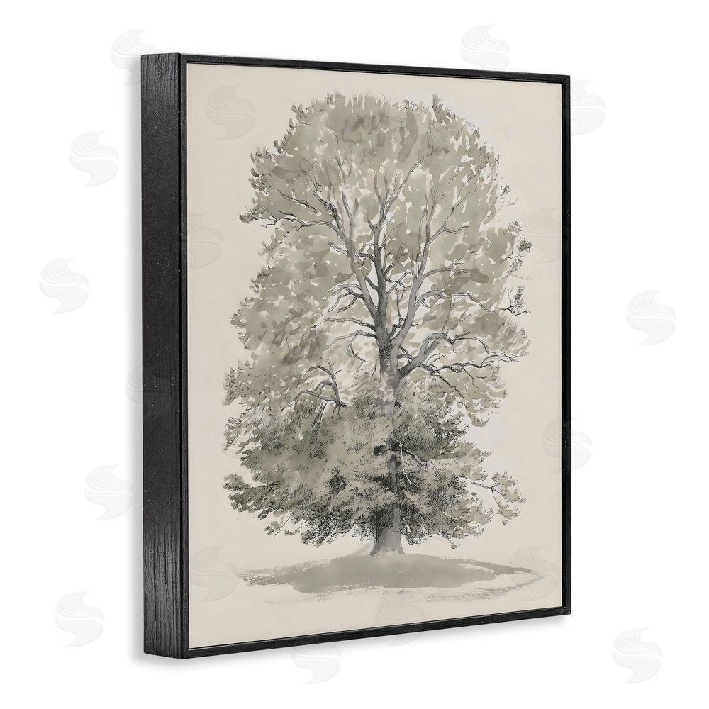 Riley B Vintage Farmhouse Tall Tree Black Framed Giclee Wall Art Print