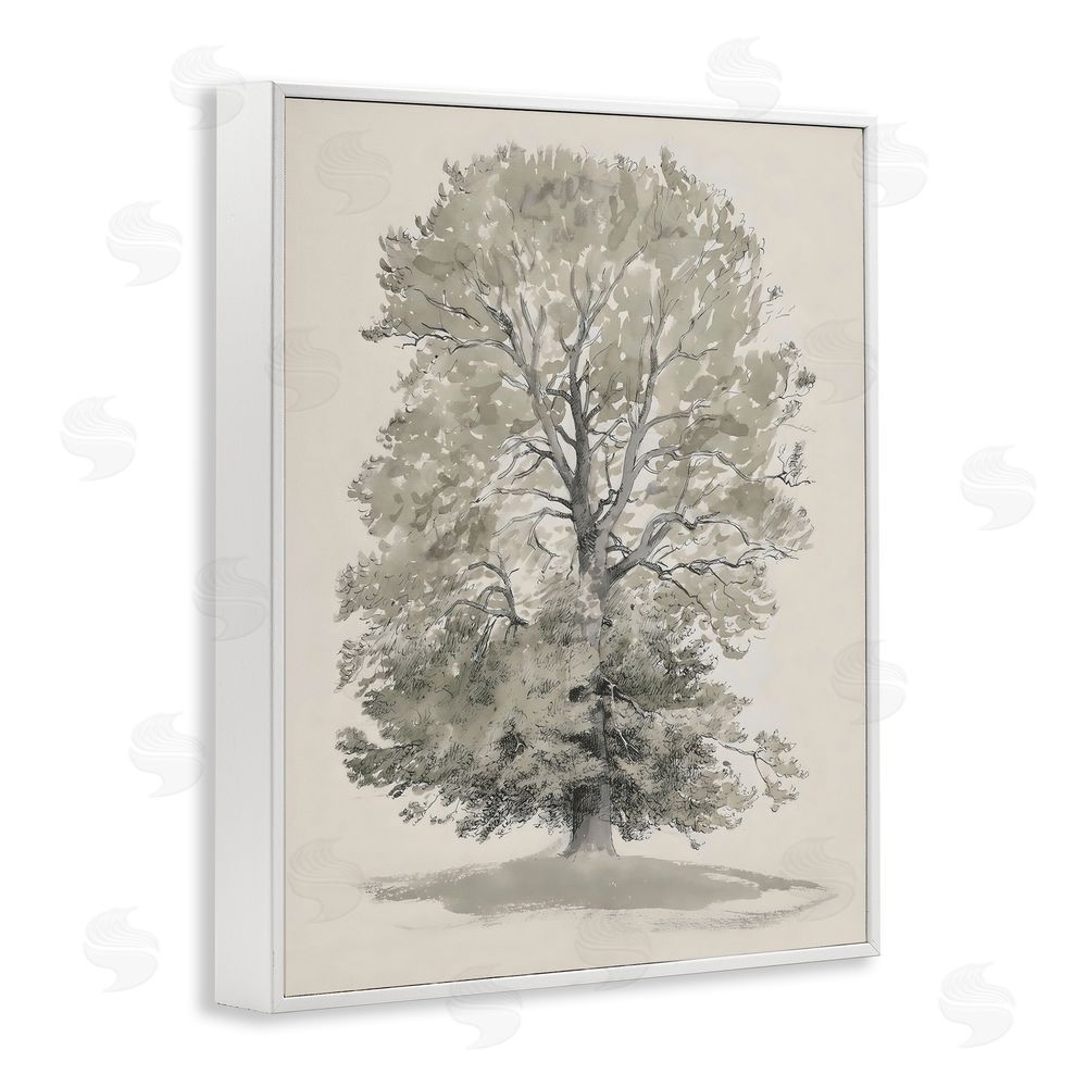 Riley B Vintage Farmhouse Tall Tree White Framed Giclee Wall Art Print