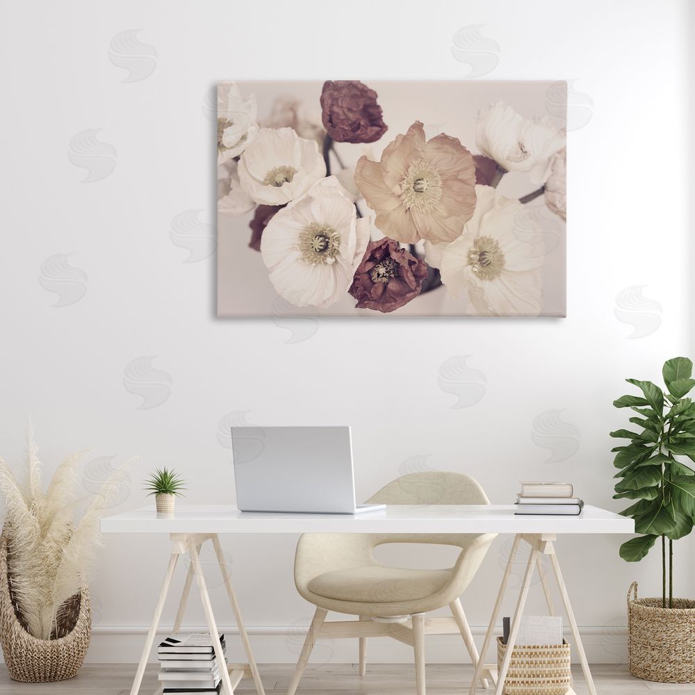Sisi and Seb Open Blooms Maroon Florals Canvas Art on Wall