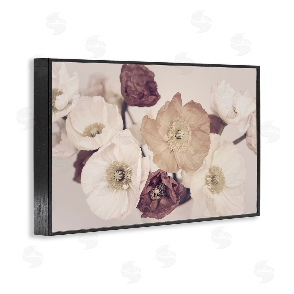 Sisi and Seb Open Blooms Maroon Florals Black Framed Giclee Wall Art Print