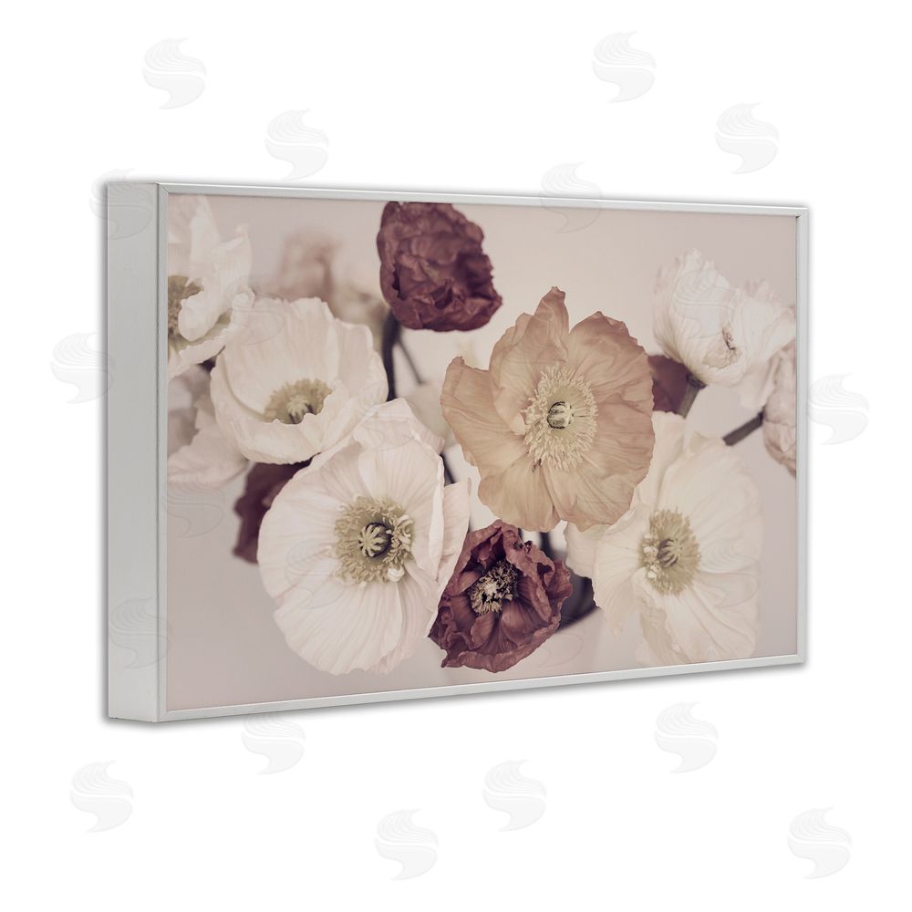 Sisi and Seb Open Blooms Maroon Florals White Framed Giclee Wall Art Print