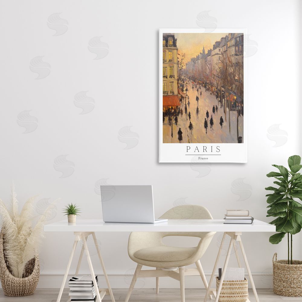 Petal Prints Design Vintage Orange Paris Streets Canvas Art on Wall