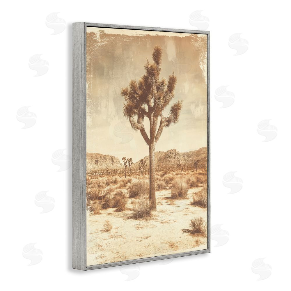 Petal Prints Design Southwest Landscape Lone Tree Gray Framed Giclee Wall Art Print