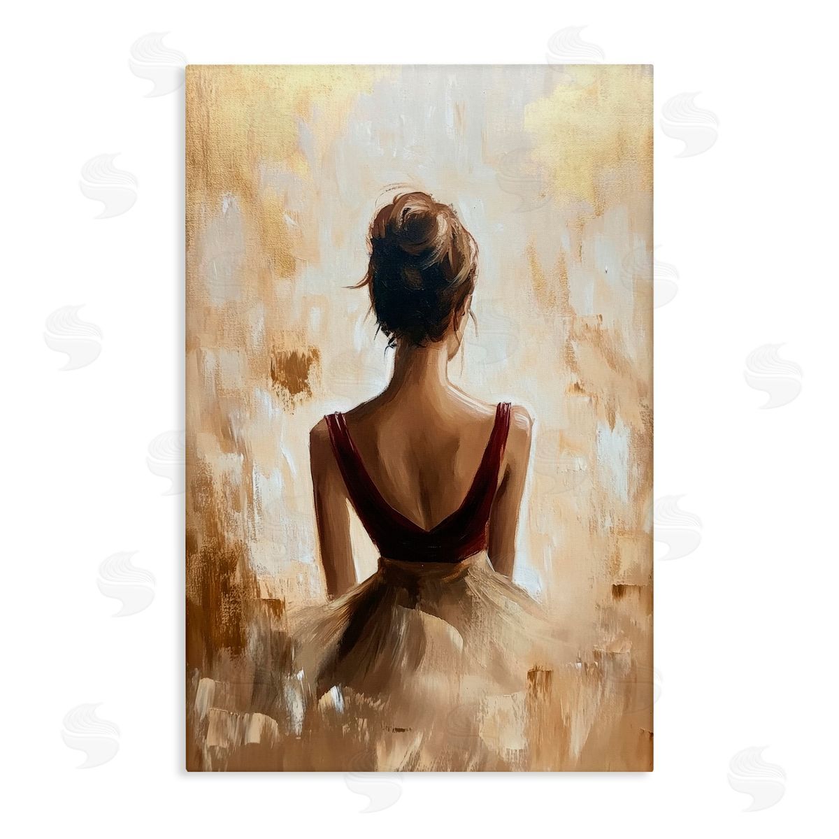 Petal Prints Design Ballerina Figure Abstract Portrait Canvas Wall Art Print