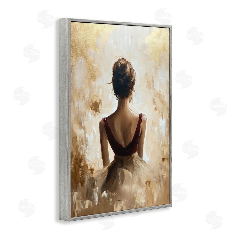 Petal Prints Design Ballerina Figure Abstract Portrait Gray Framed Giclee Wall Art Print