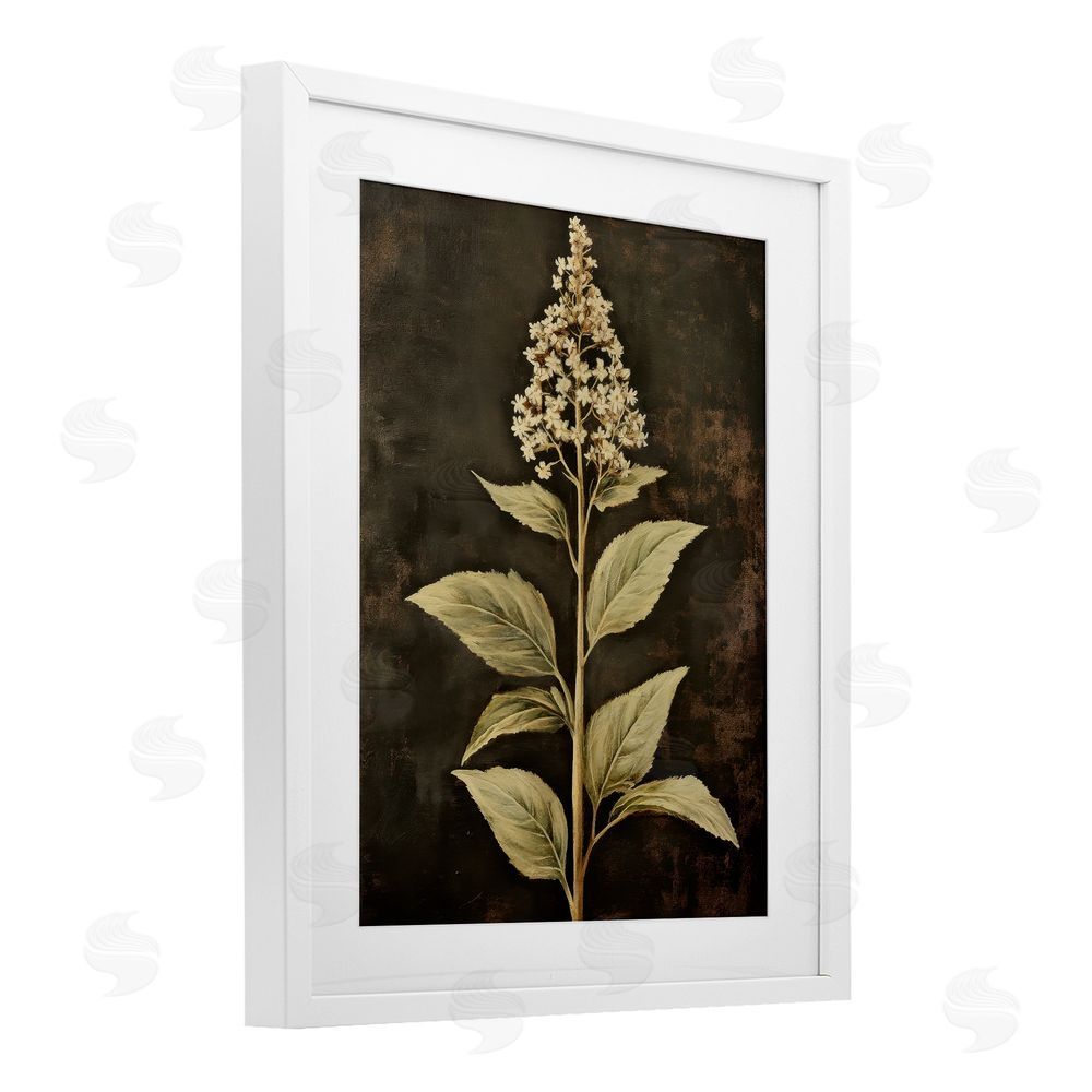 Petal Prints Design Weathered Flower Portrait White Framed Print Under Glass with Mat Wall Art