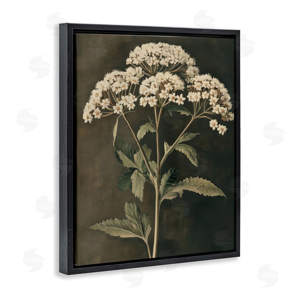 Petal Prints Design Sophisticated Floral Portrait Black Floating Frame Canvas Wall Art Print