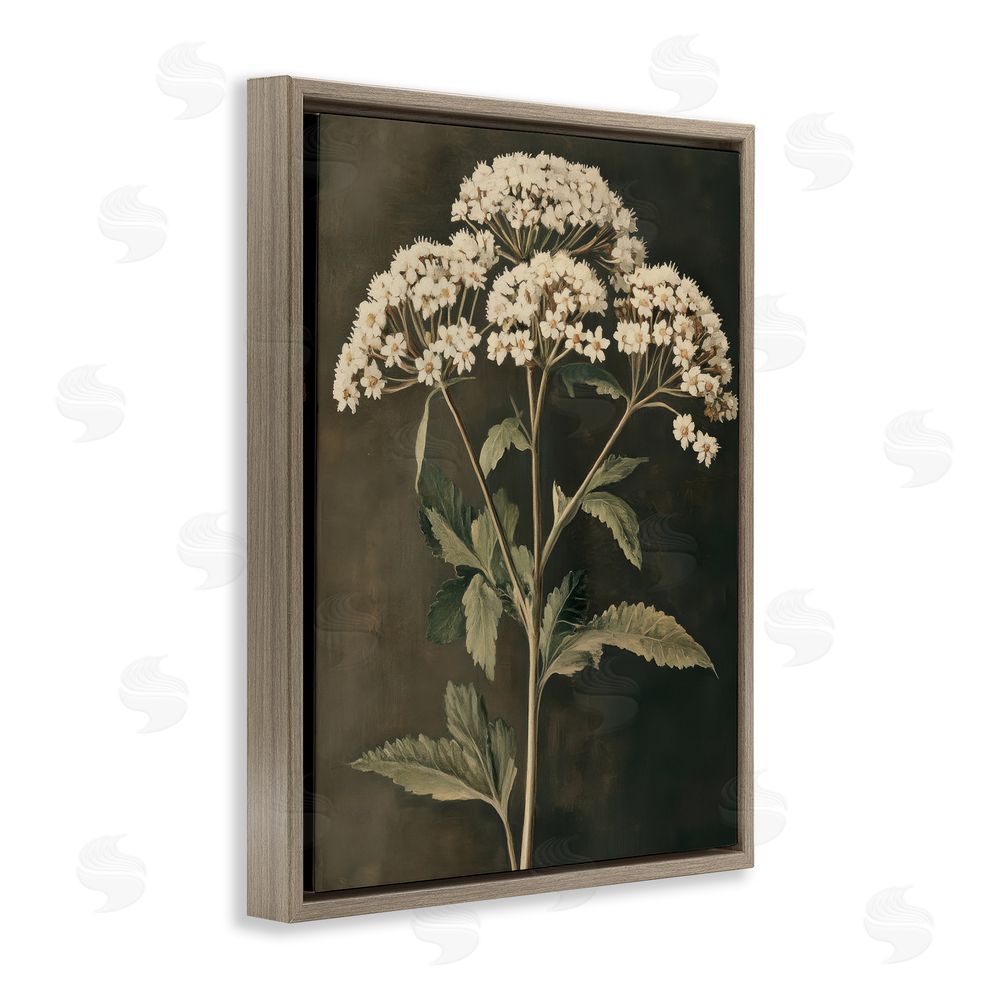 Petal Prints Design Sophisticated Floral Portrait Brown Floating Frame Canvas Wall Art Print