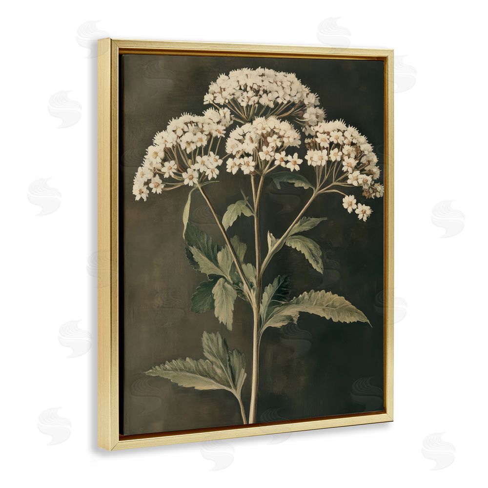 Petal Prints Design Sophisticated Floral Portrait Gold Floating Frame Canvas Wall Art Print