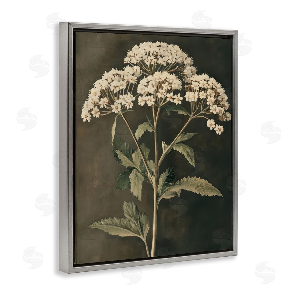 Petal Prints Design Sophisticated Floral Portrait Gray Floating Frame Canvas Wall Art Print