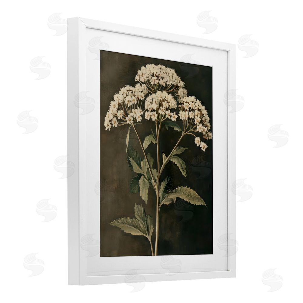 Petal Prints Design Sophisticated Floral Portrait White Framed Print Under Glass with Mat Wall Art