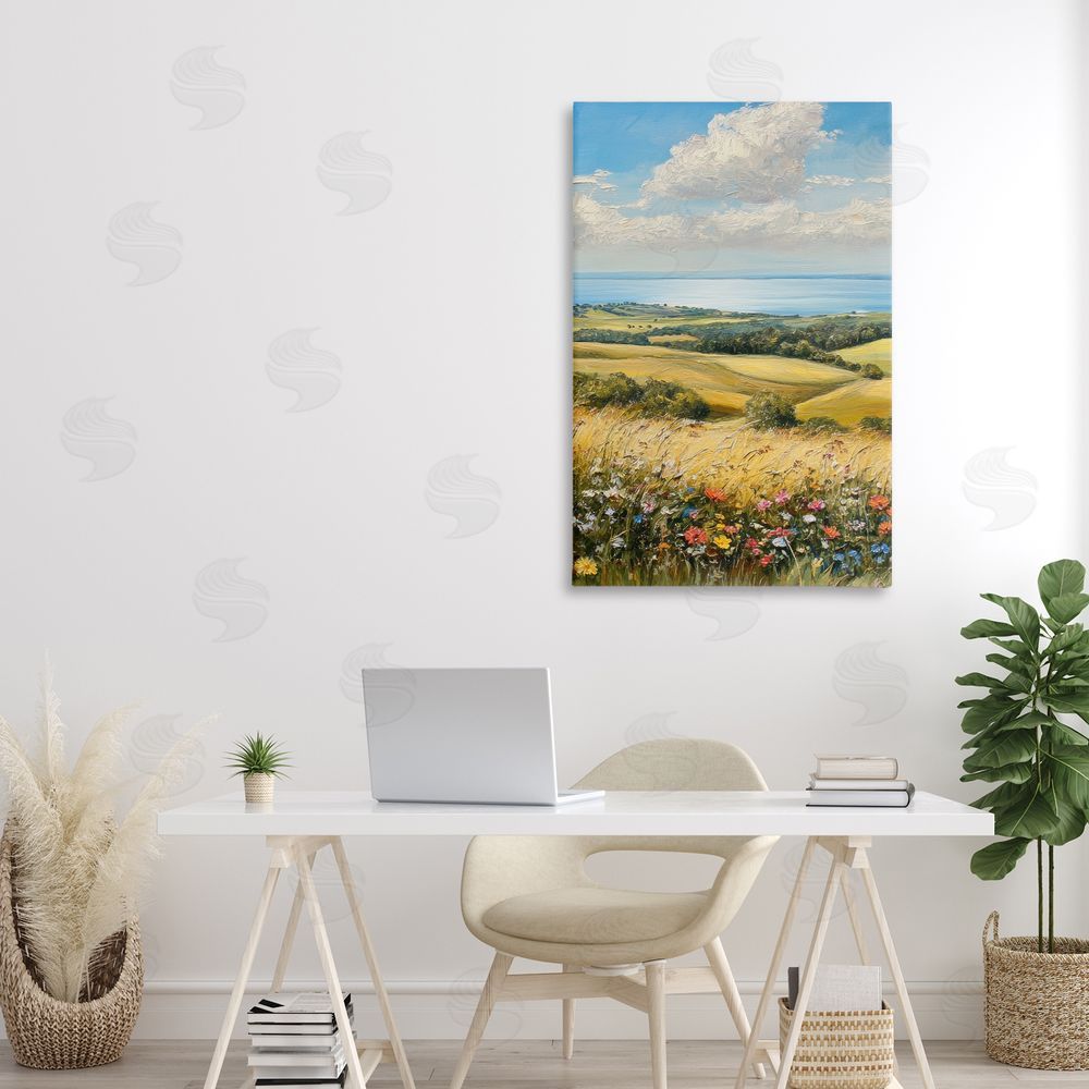 Petal Prints Design In the Distance Hills Canvas Art on Wall