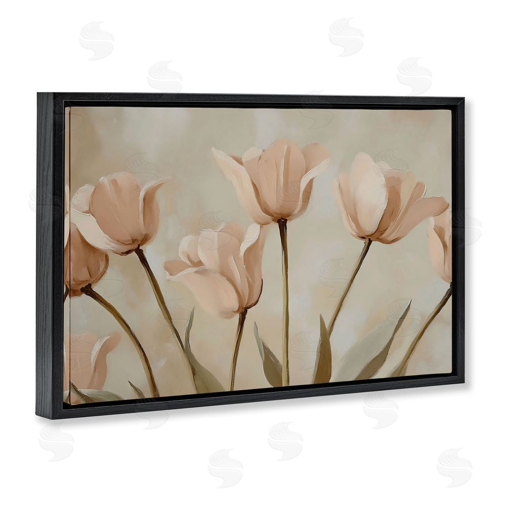 Franklyn Gregory Pale Pink Poppies Bundle Black Floating Frame Canvas Wall Art Print