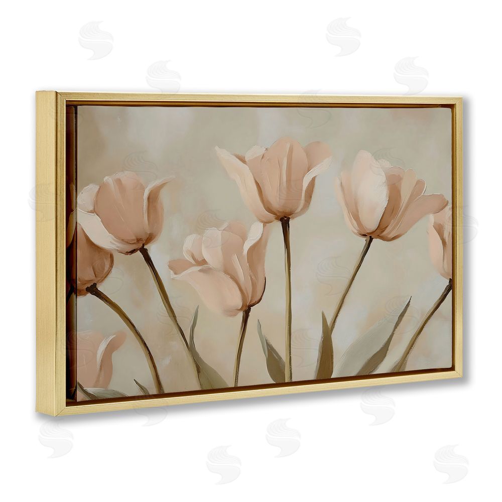 Franklyn Gregory Pale Pink Poppies Bundle Gold Floating Frame Canvas Wall Art Print