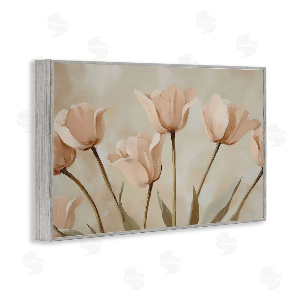 Franklyn Gregory Pale Pink Poppies Bundle Gray Framed Giclee Wall Art Print