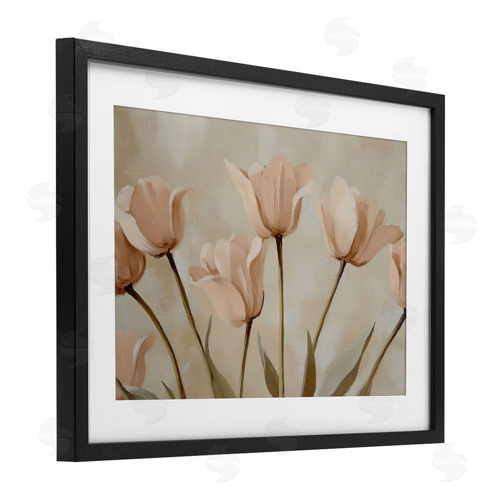 Franklyn Gregory Pale Pink Poppies Bundle Black Framed Print Under Glass with White Mat Wall Art