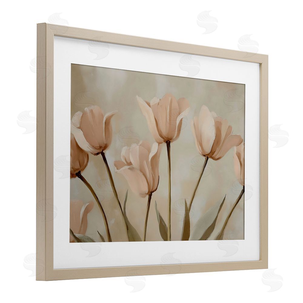 Franklyn Gregory Pale Pink Poppies Bundle Birch Framed Print Under Glass with White Mat Wall Art