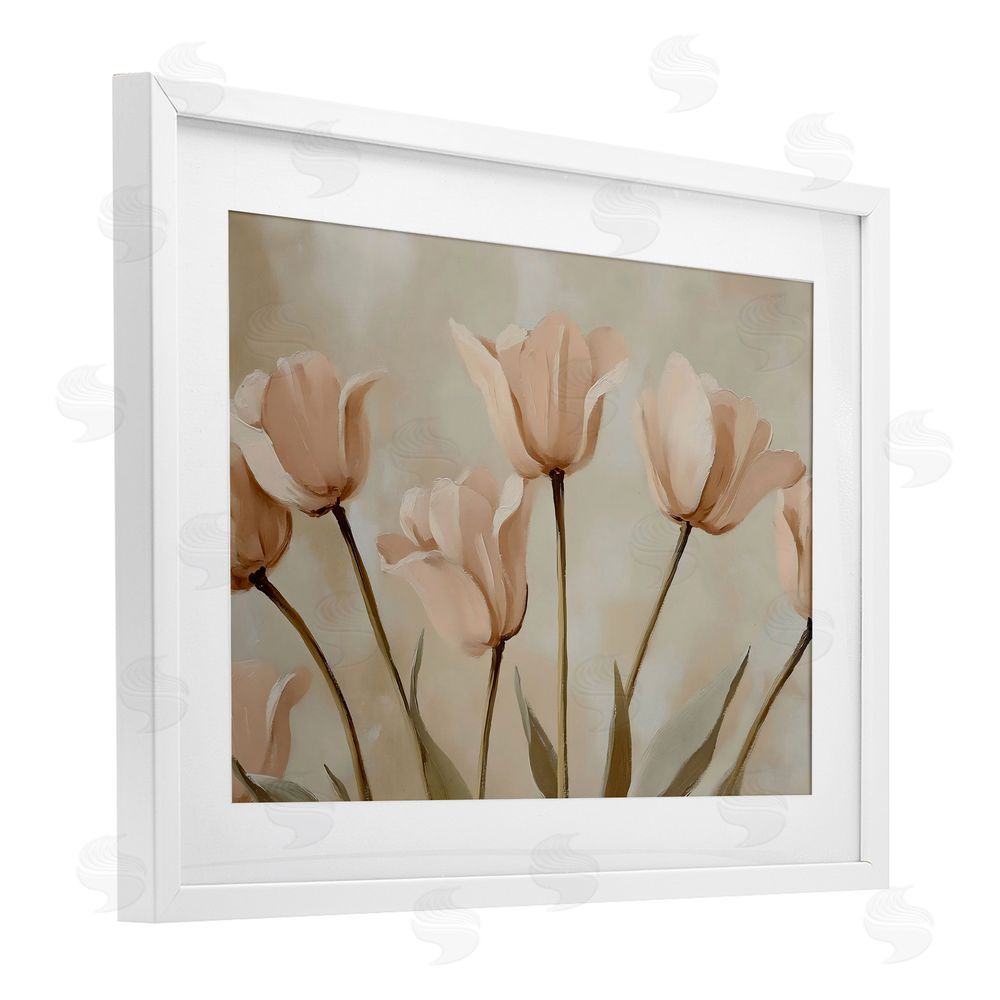 Franklyn Gregory Pale Pink Poppies Bundle White Framed Print Under Glass with Mat Wall Art