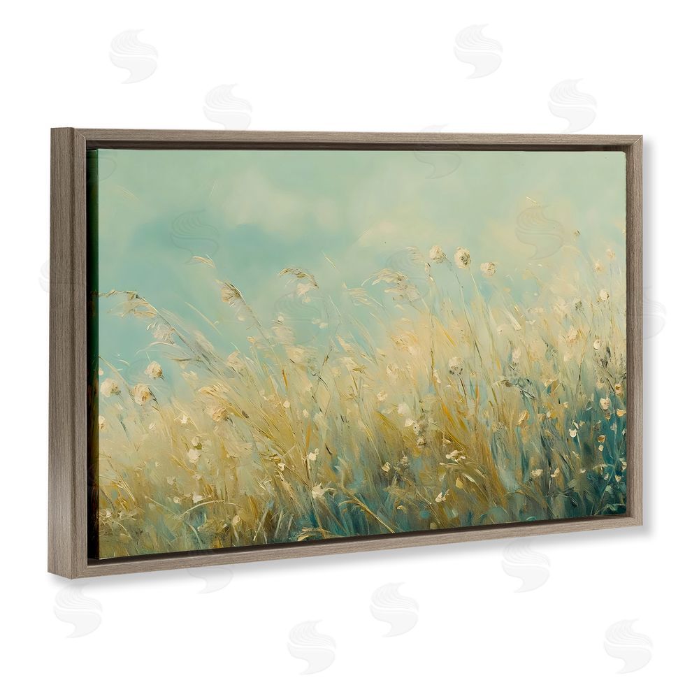 Franklyn Gregory Nature's Breeze Country Reeds Brown Floating Frame Canvas Wall Art Print