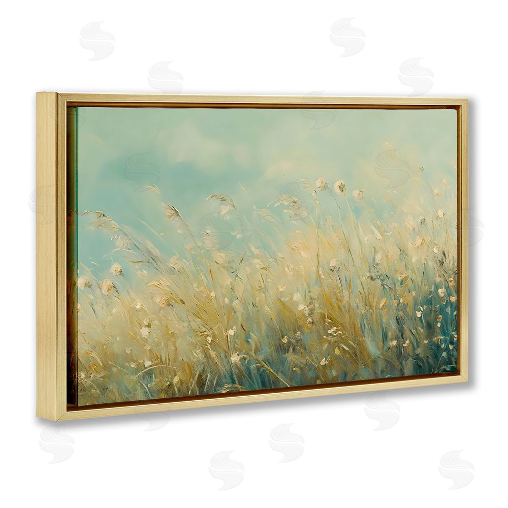 Franklyn Gregory Nature's Breeze Country Reeds Gold Floating Frame Canvas Wall Art Print