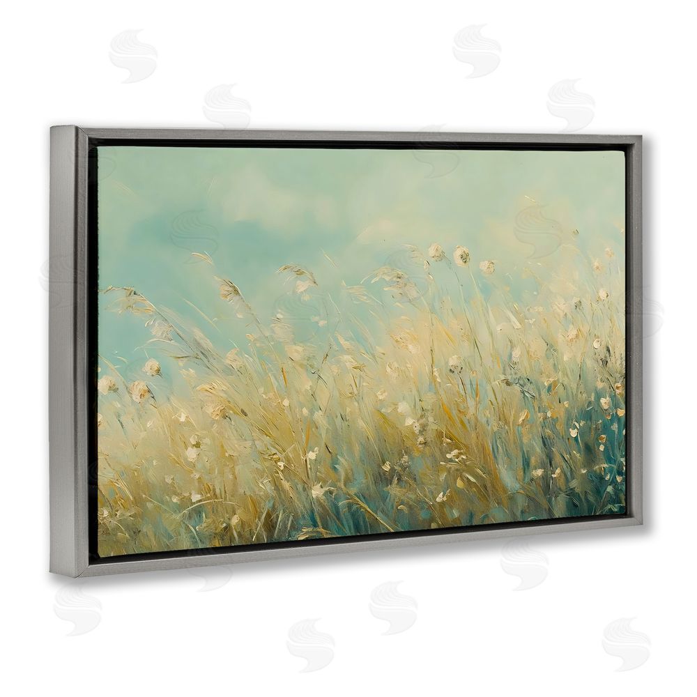 Franklyn Gregory Nature's Breeze Country Reeds Gray Floating Frame Canvas Wall Art Print