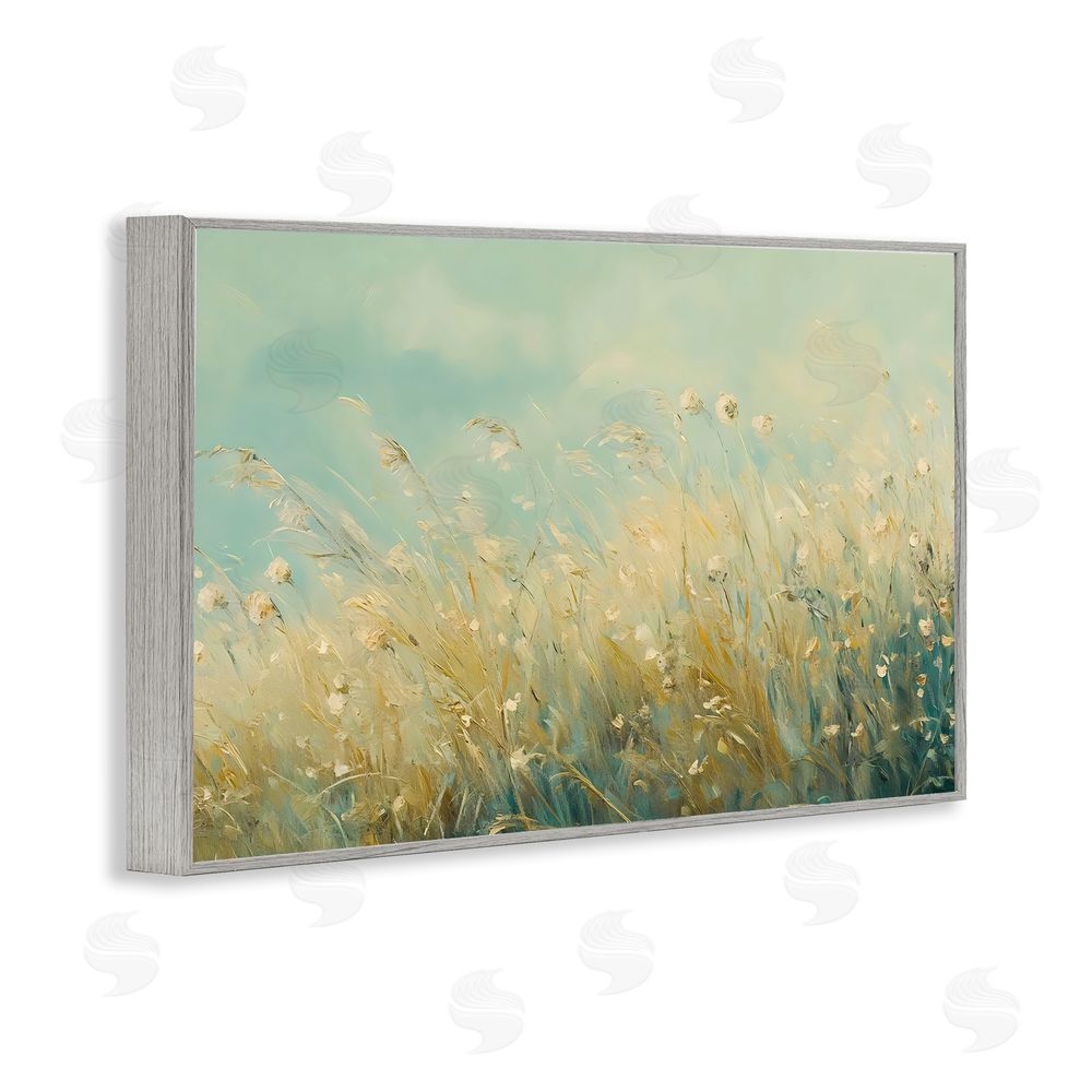 Franklyn Gregory Nature's Breeze Country Reeds Gray Framed Giclee Wall Art Print