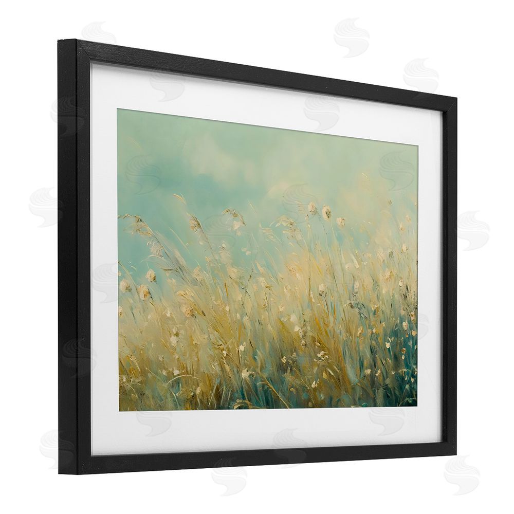 Franklyn Gregory Nature's Breeze Country Reeds Black Framed Print Under Glass with White Mat Wall Art