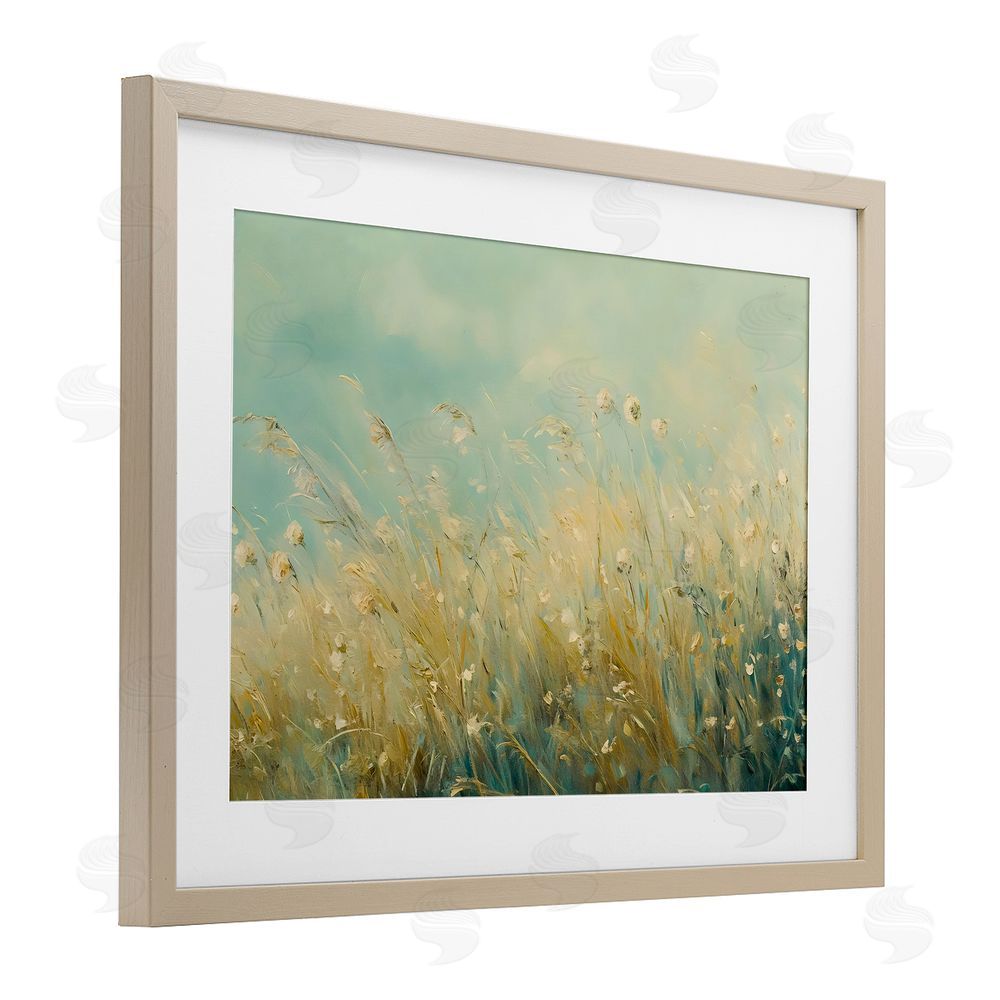 Franklyn Gregory Nature's Breeze Country Reeds Birch Framed Print Under Glass with White Mat Wall Art
