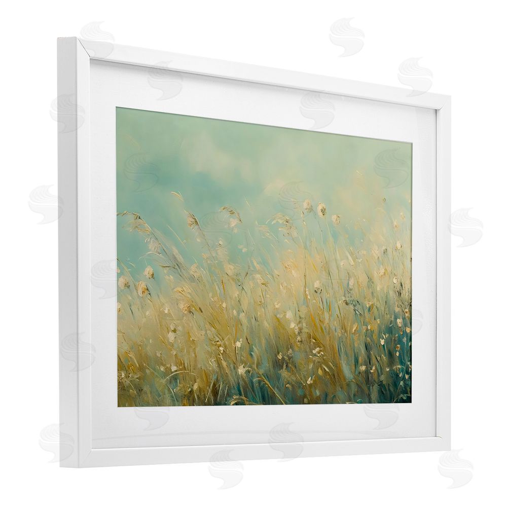 Franklyn Gregory Nature's Breeze Country Reeds White Framed Print Under Glass with Mat Wall Art