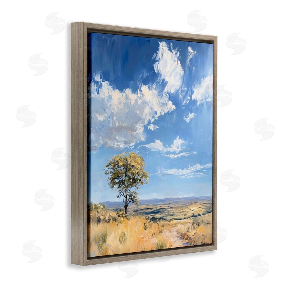 Franklyn Gregory Vast Landscape Splendor Brown Floating Frame Canvas Wall Art Print