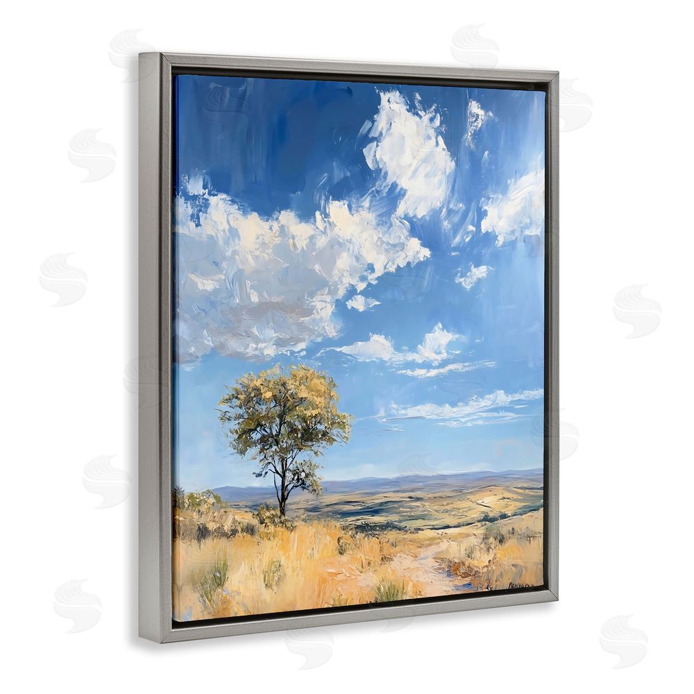 Franklyn Gregory Vast Landscape Splendor Gray Floating Frame Canvas Wall Art Print